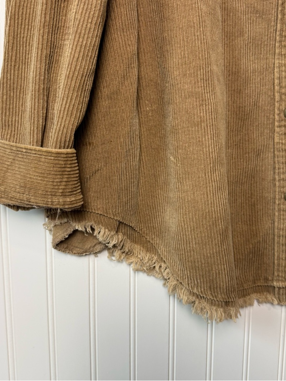 Gilded Intent Tan Corduroy Hooded Shacket 2XL Oversized Cozy Jacket - Picture 3 of 9